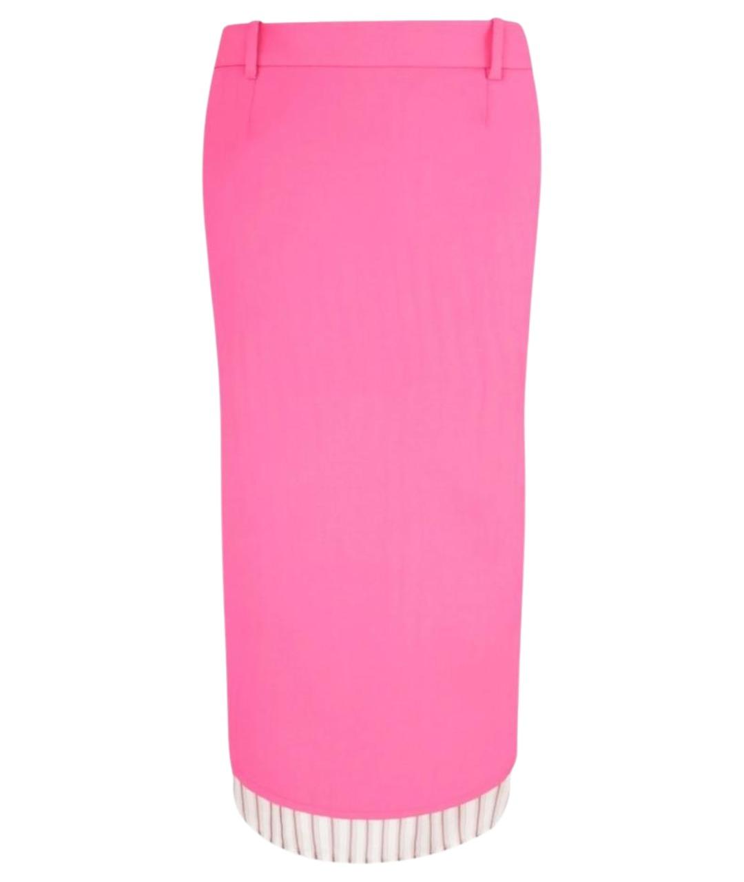 THE ATTICO Розовая шерстяная юбка миди, фото 1