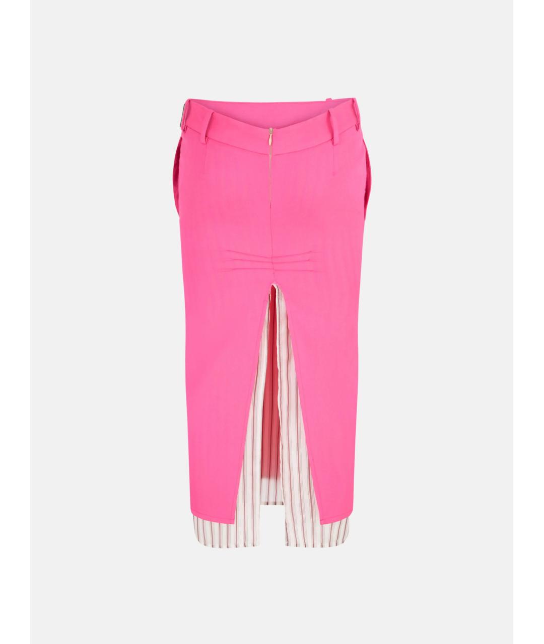 THE ATTICO Розовая шерстяная юбка миди, фото 4