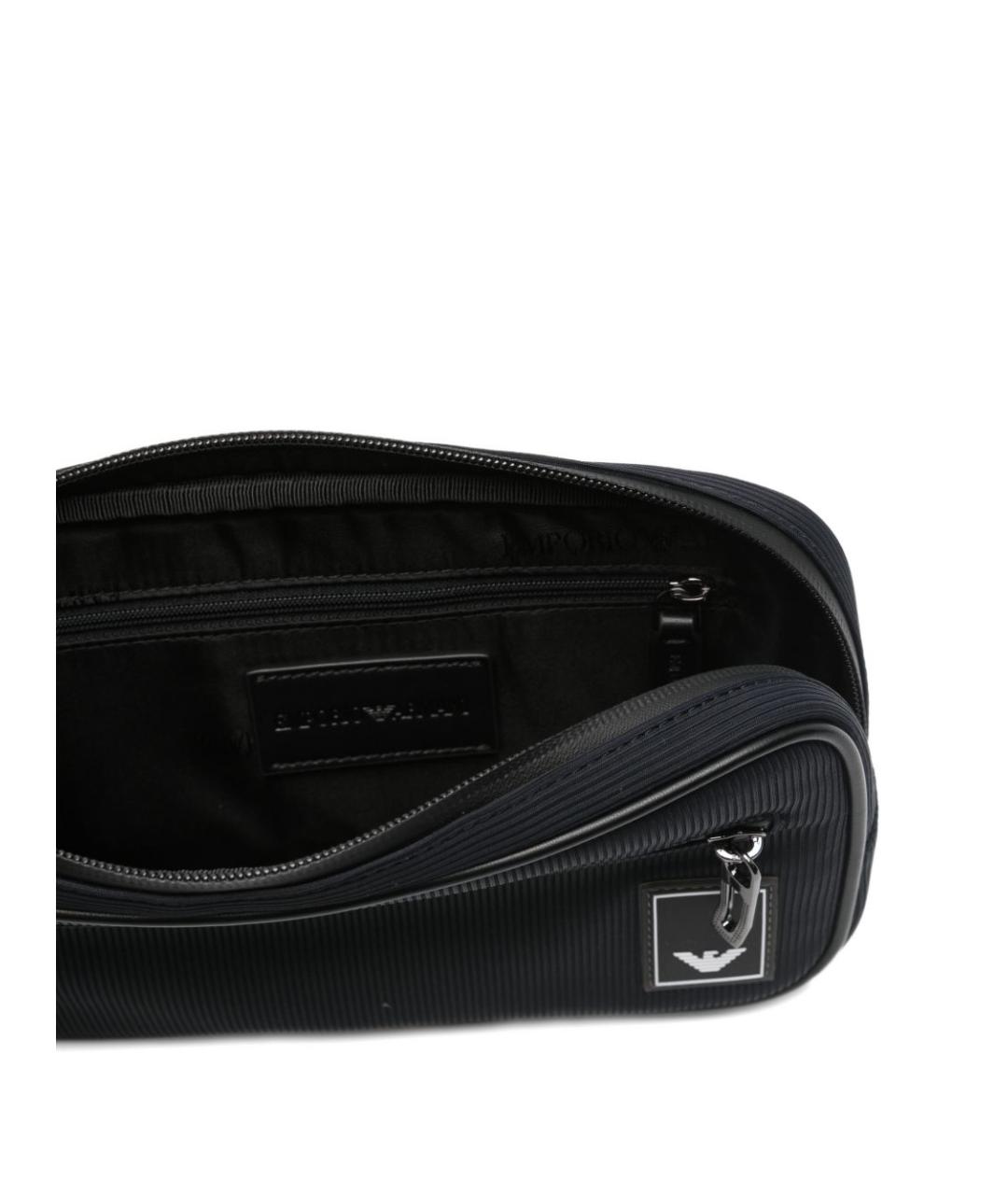 EMPORIO ARMANI Темно-синяя тканевая поясная сумка, фото 4