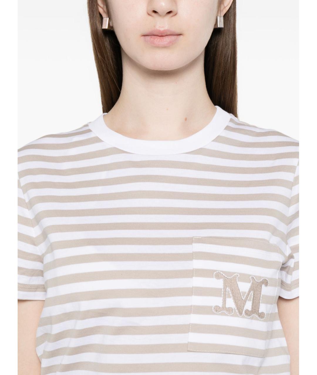 MAX MARA Бежевая хлопковая футболка, фото 2