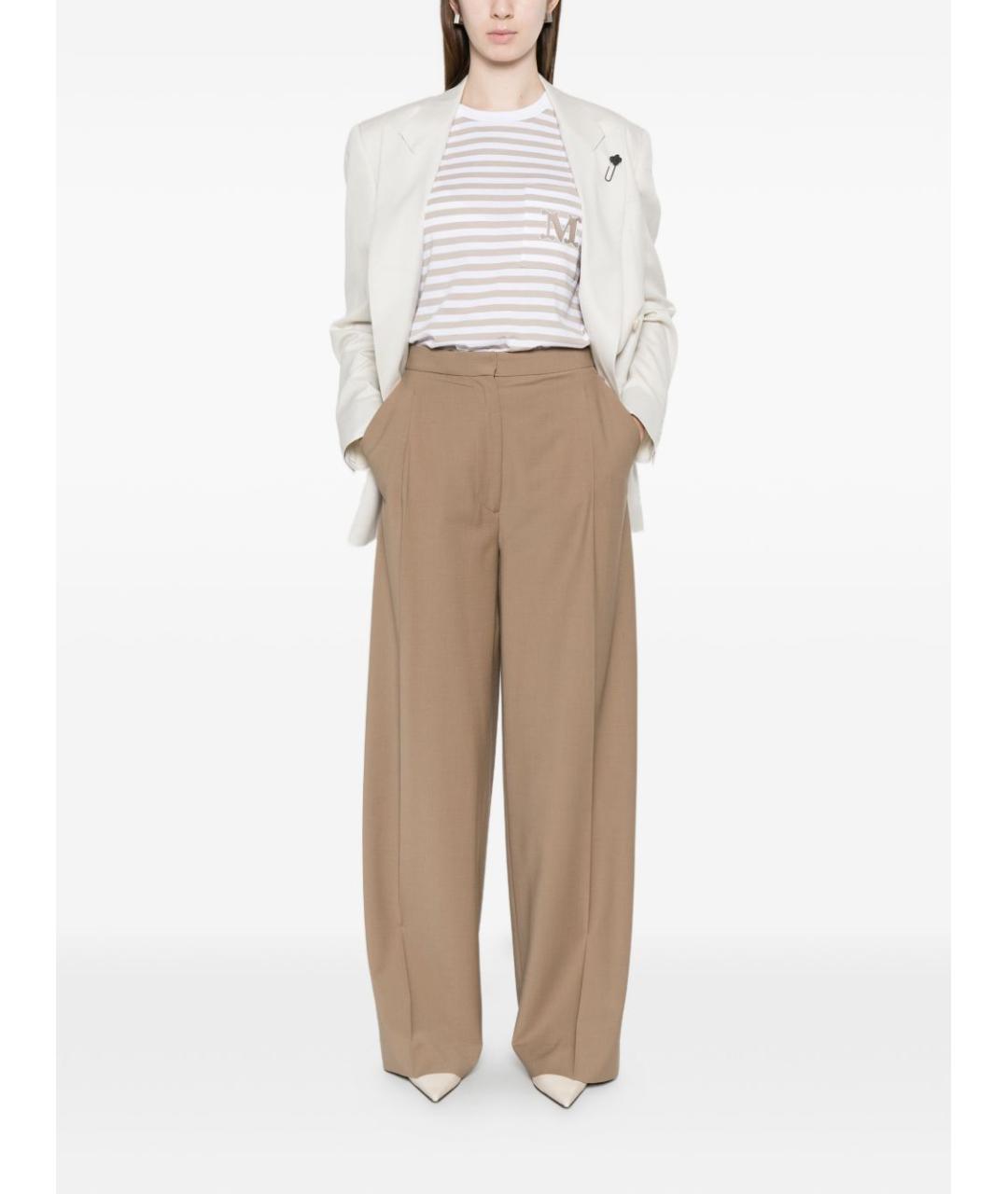 MAX MARA Бежевая хлопковая футболка, фото 5