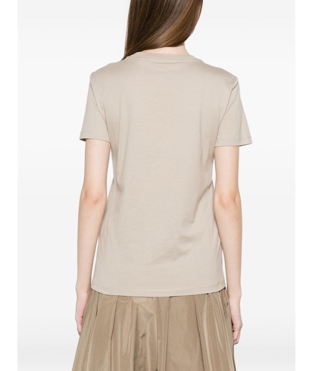 MAX MARA Бежевая хлопковая футболка, фото 4