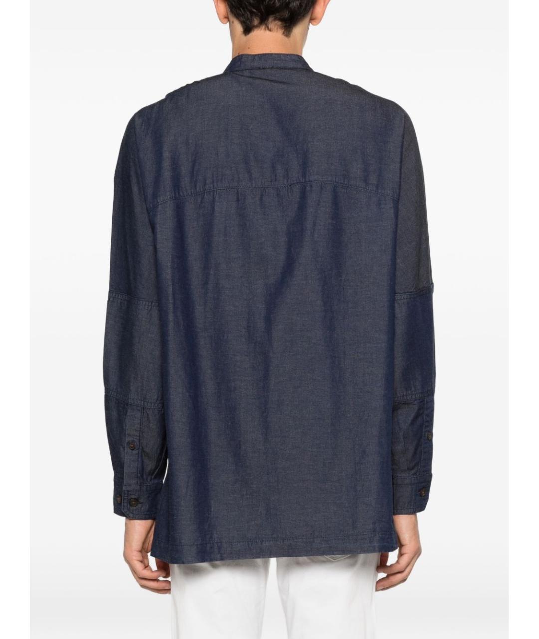 EMPORIO ARMANI Синяя хлопковая кэжуал рубашка, фото 4