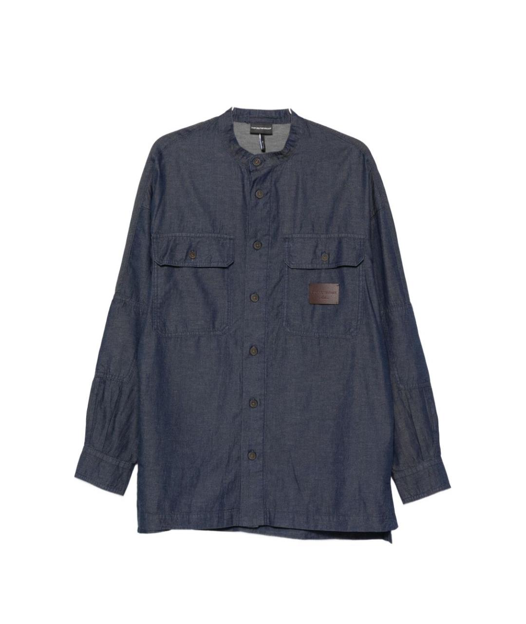 EMPORIO ARMANI Синяя хлопковая кэжуал рубашка, фото 1