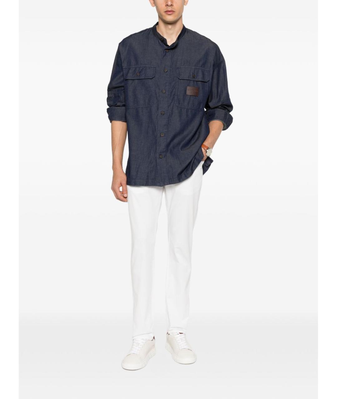EMPORIO ARMANI Синяя хлопковая кэжуал рубашка, фото 3