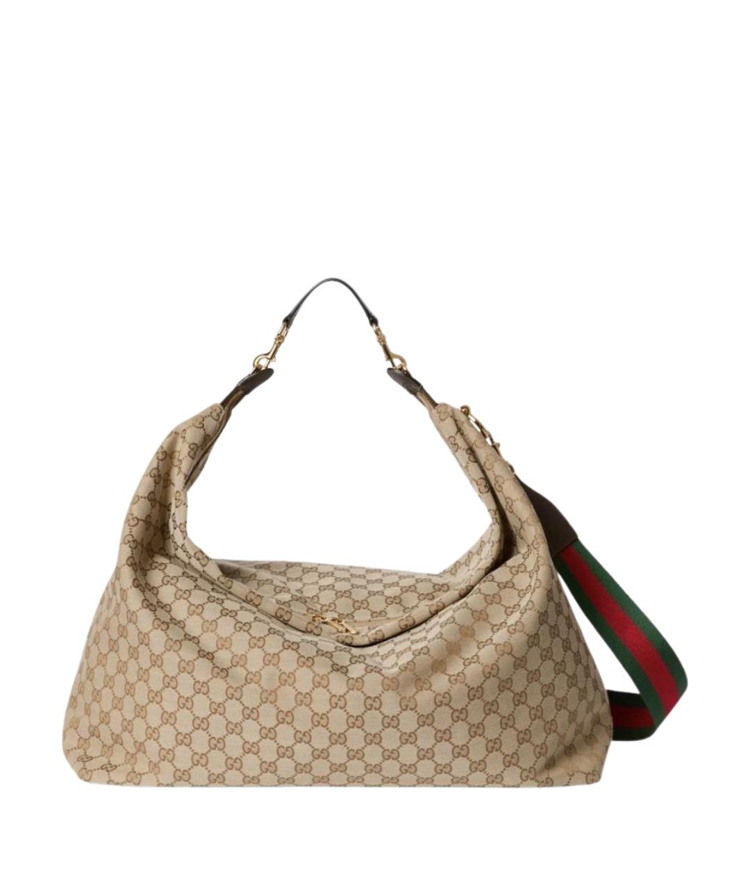 GUCCI Бежевая жаккардовая сумка на плечо, фото 1