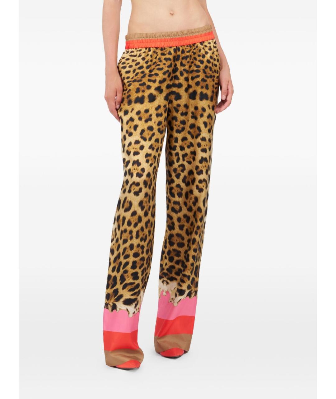 ROBERTO CAVALLI Мульти шелковые прямые брюки, фото 6