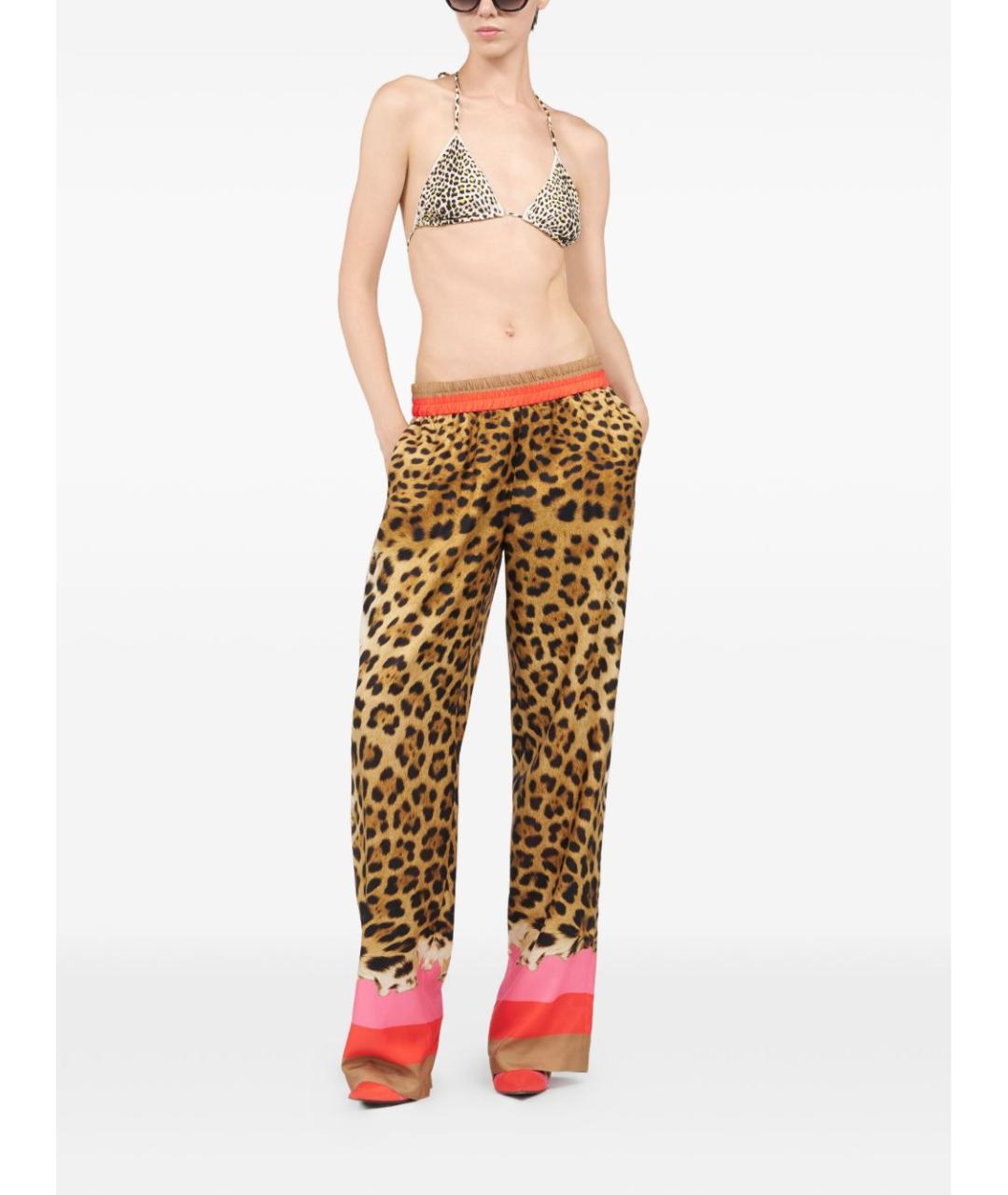 ROBERTO CAVALLI Мульти шелковые прямые брюки, фото 2