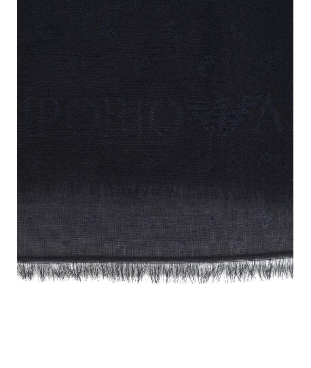 EMPORIO ARMANI Синий хлопковый шарф, фото 3
