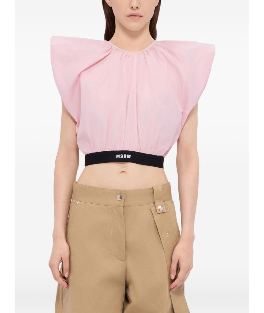 MSGM Розовая полиэстеровая блузы, фото 3