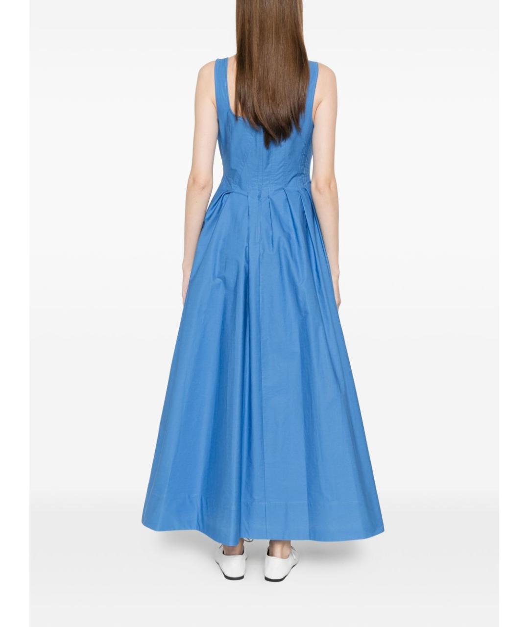 SPORTMAX Синее хлопковое повседневное платье, фото 5