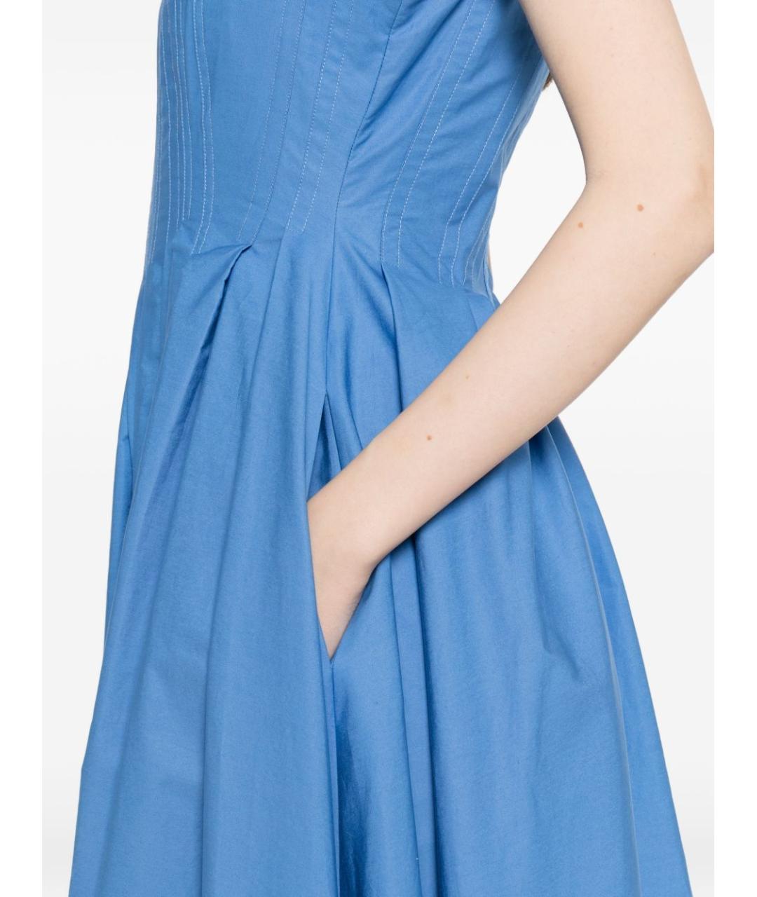 SPORTMAX Синее хлопковое повседневное платье, фото 3