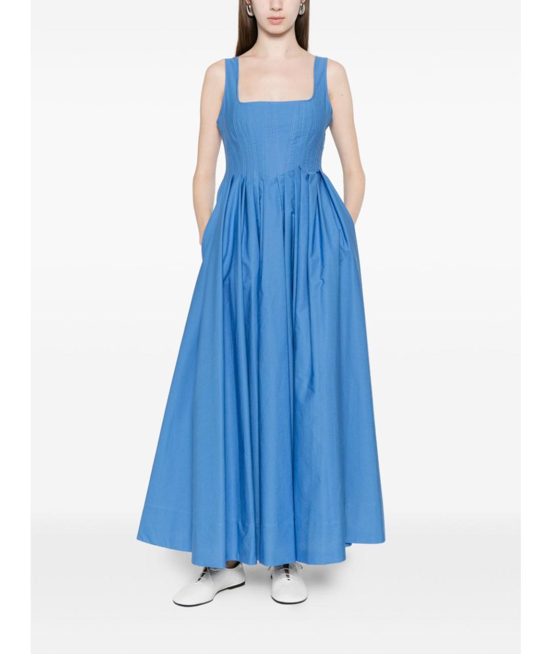 SPORTMAX Синее хлопковое повседневное платье, фото 4