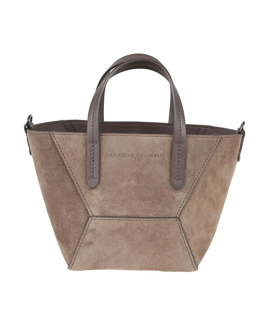 BRUNELLO CUCINELLI Бежевая замшевая сумка тоут, фото 1