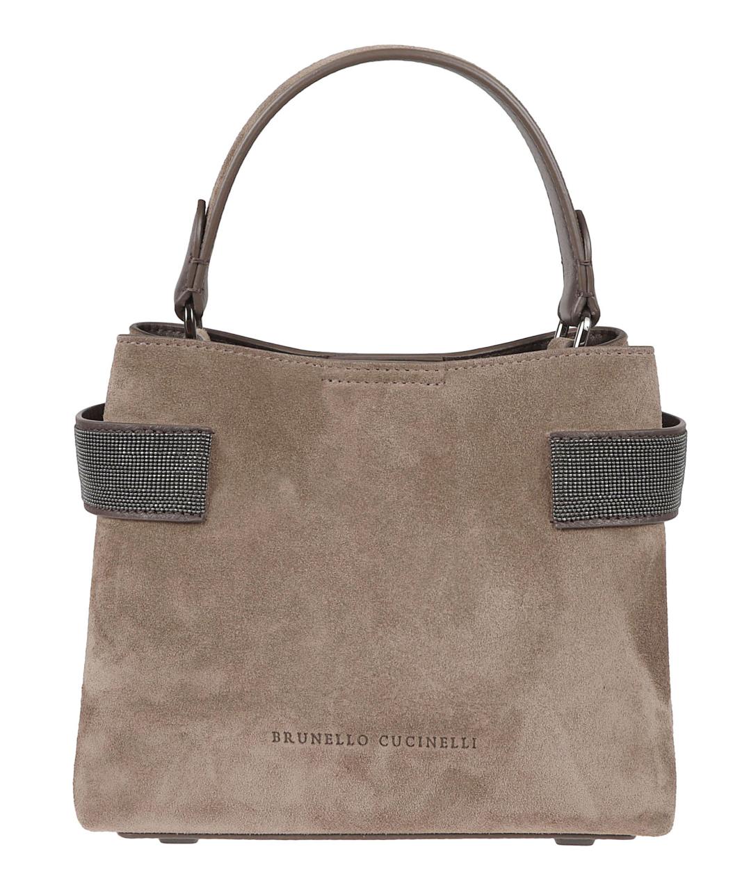 BRUNELLO CUCINELLI Бежевая замшевая сумка тоут, фото 1