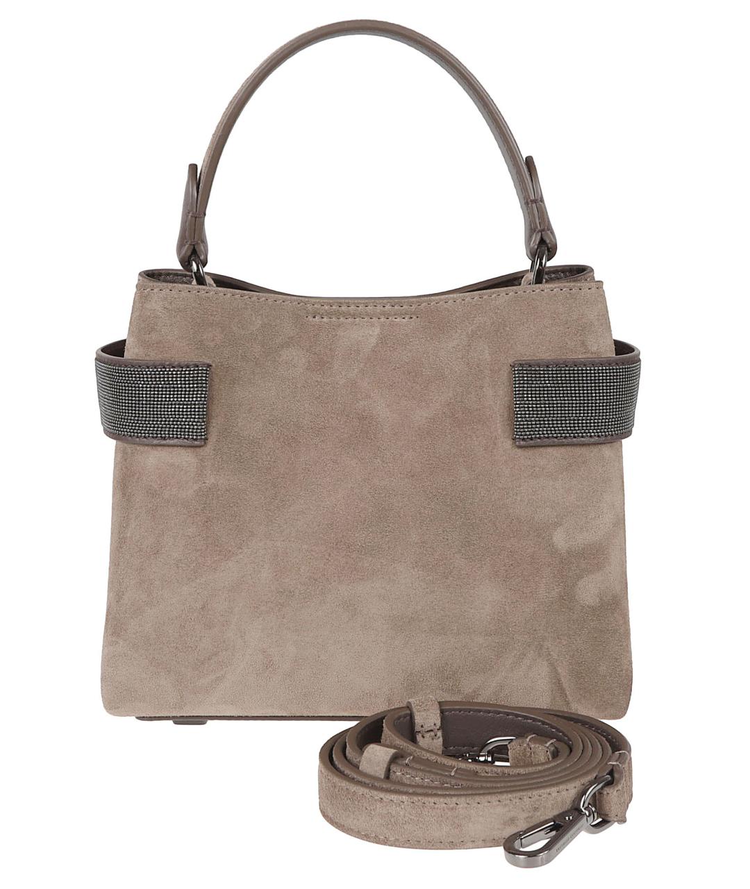 BRUNELLO CUCINELLI Бежевая замшевая сумка тоут, фото 2