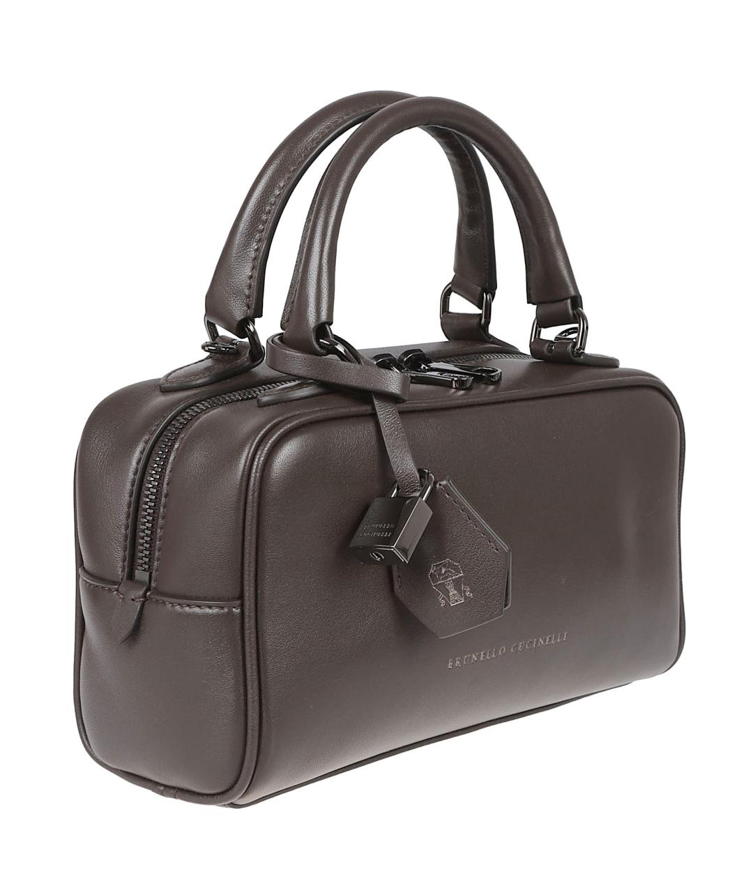 BRUNELLO CUCINELLI Коричневая кожаная сумка тоут, фото 3