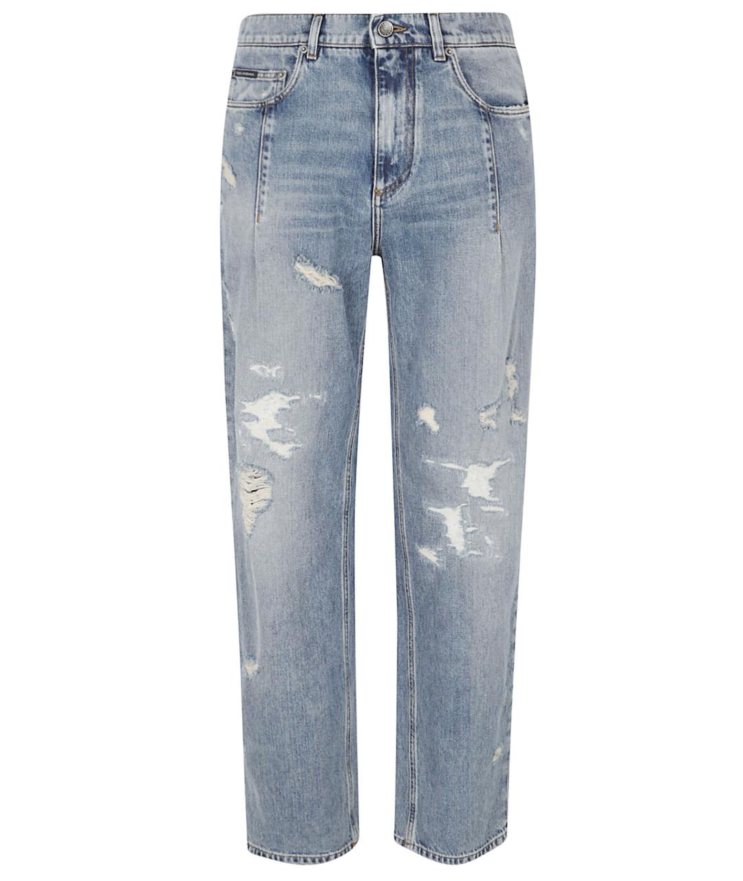 DOLCE&GABBANA Голубые хлопковые прямые джинсы, фото 1