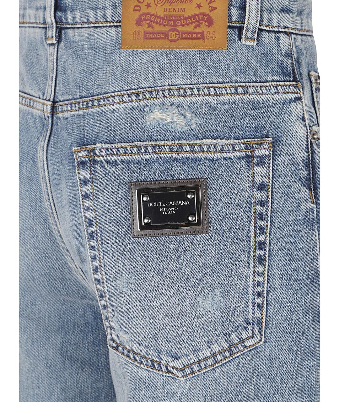 DOLCE&GABBANA Голубые хлопковые прямые джинсы, фото 2