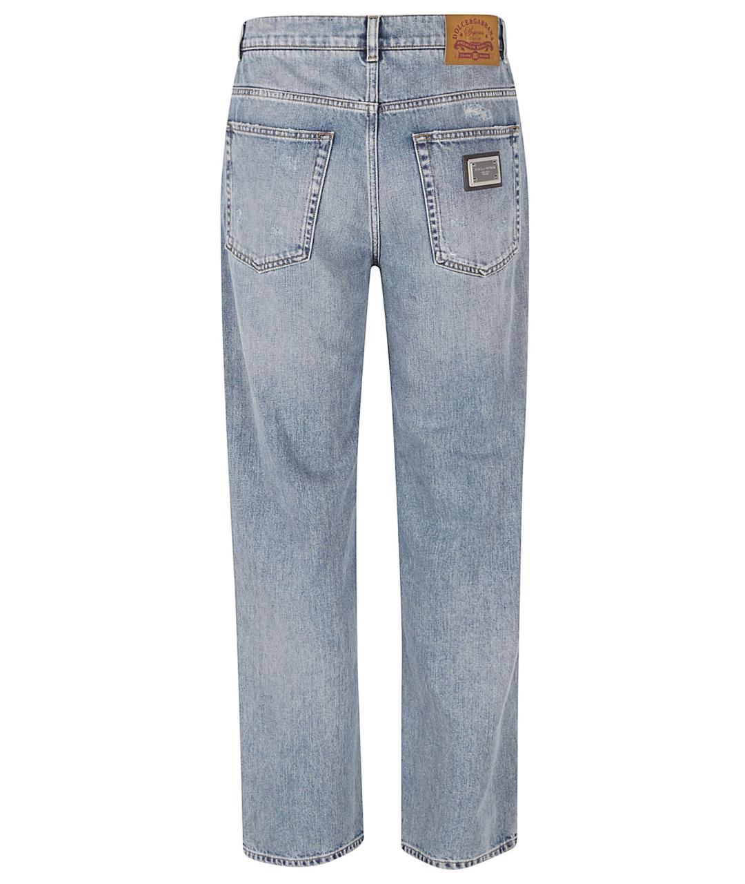 DOLCE&GABBANA Голубые хлопковые прямые джинсы, фото 3