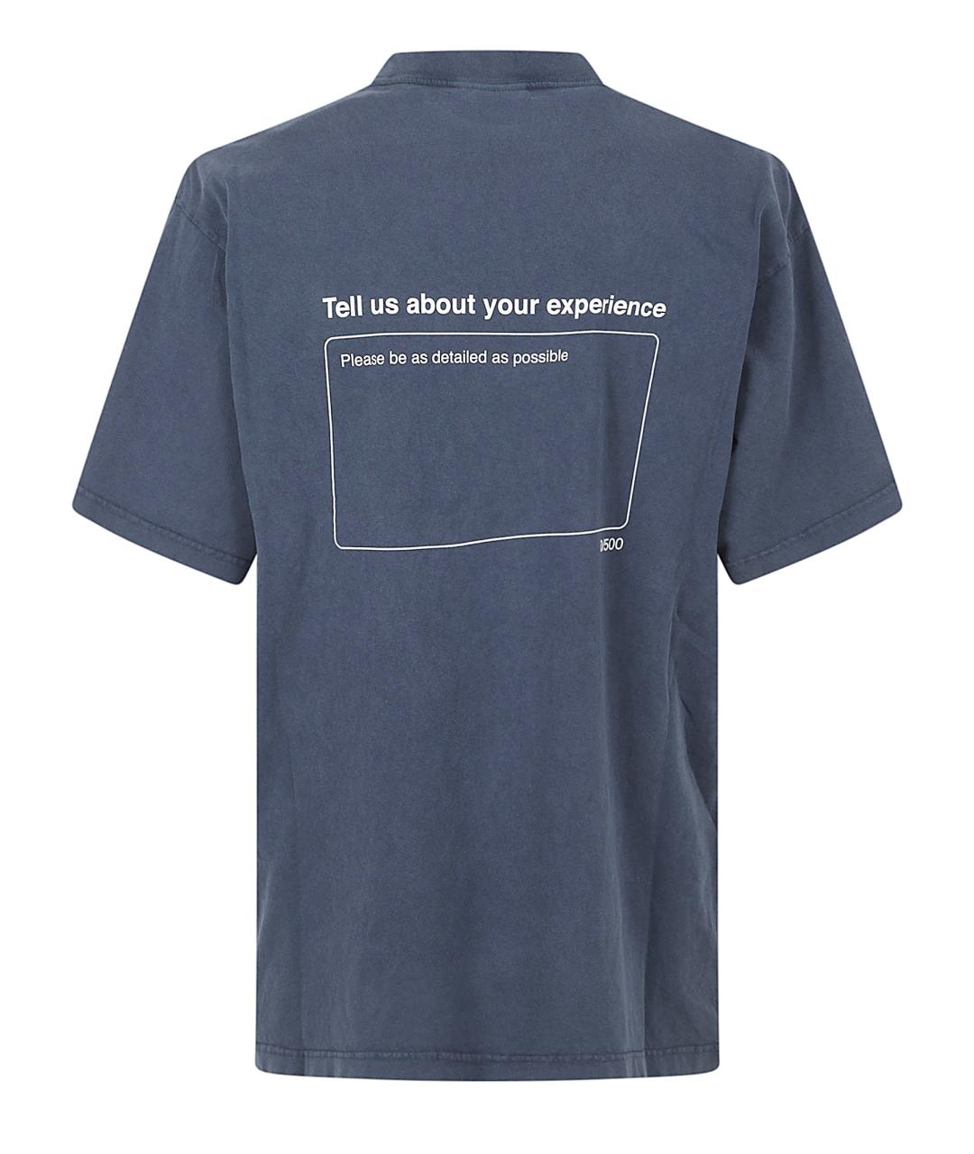 BALENCIAGA Синяя хлопковая футболка, фото 3