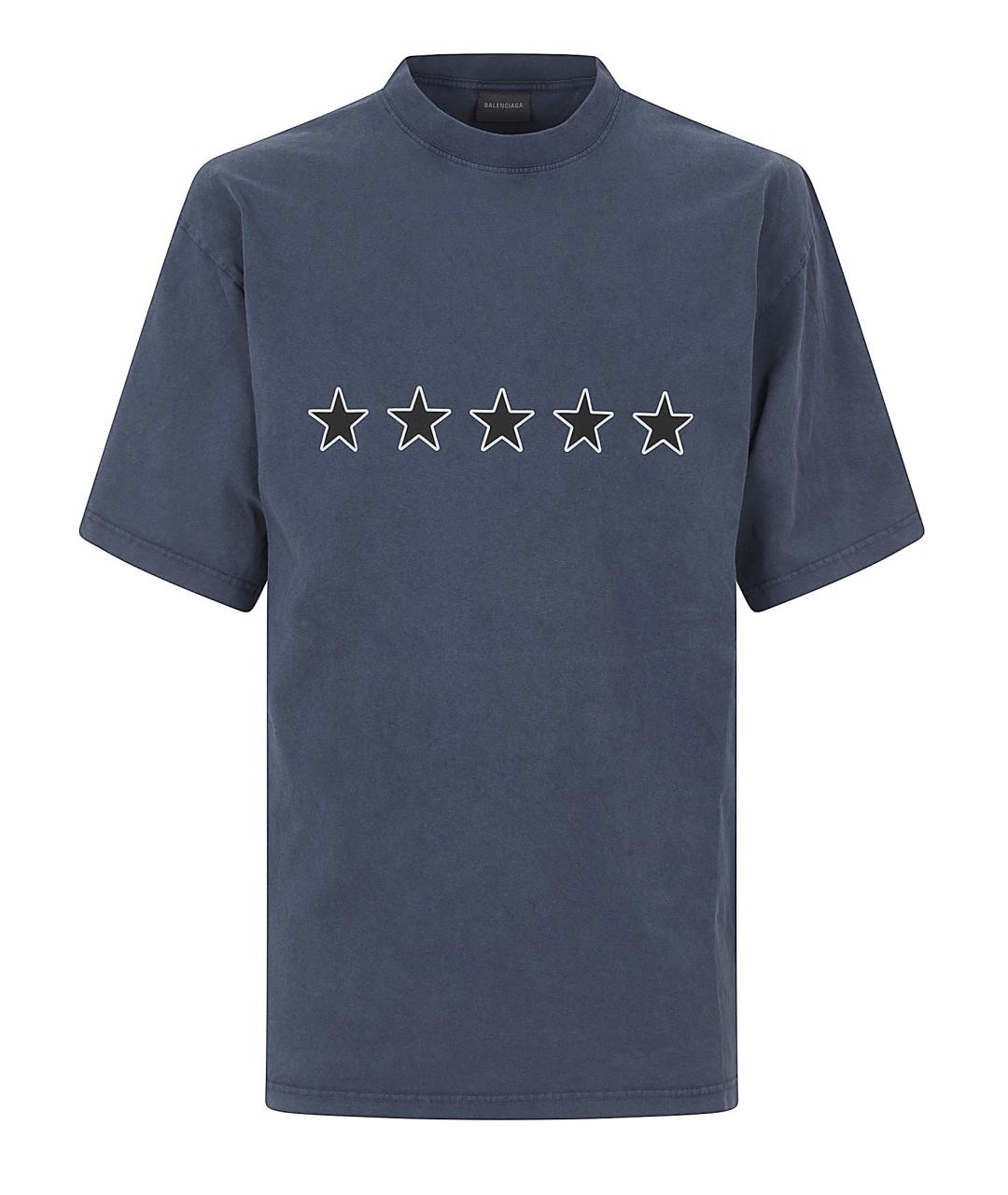 BALENCIAGA Синяя хлопковая футболка, фото 1