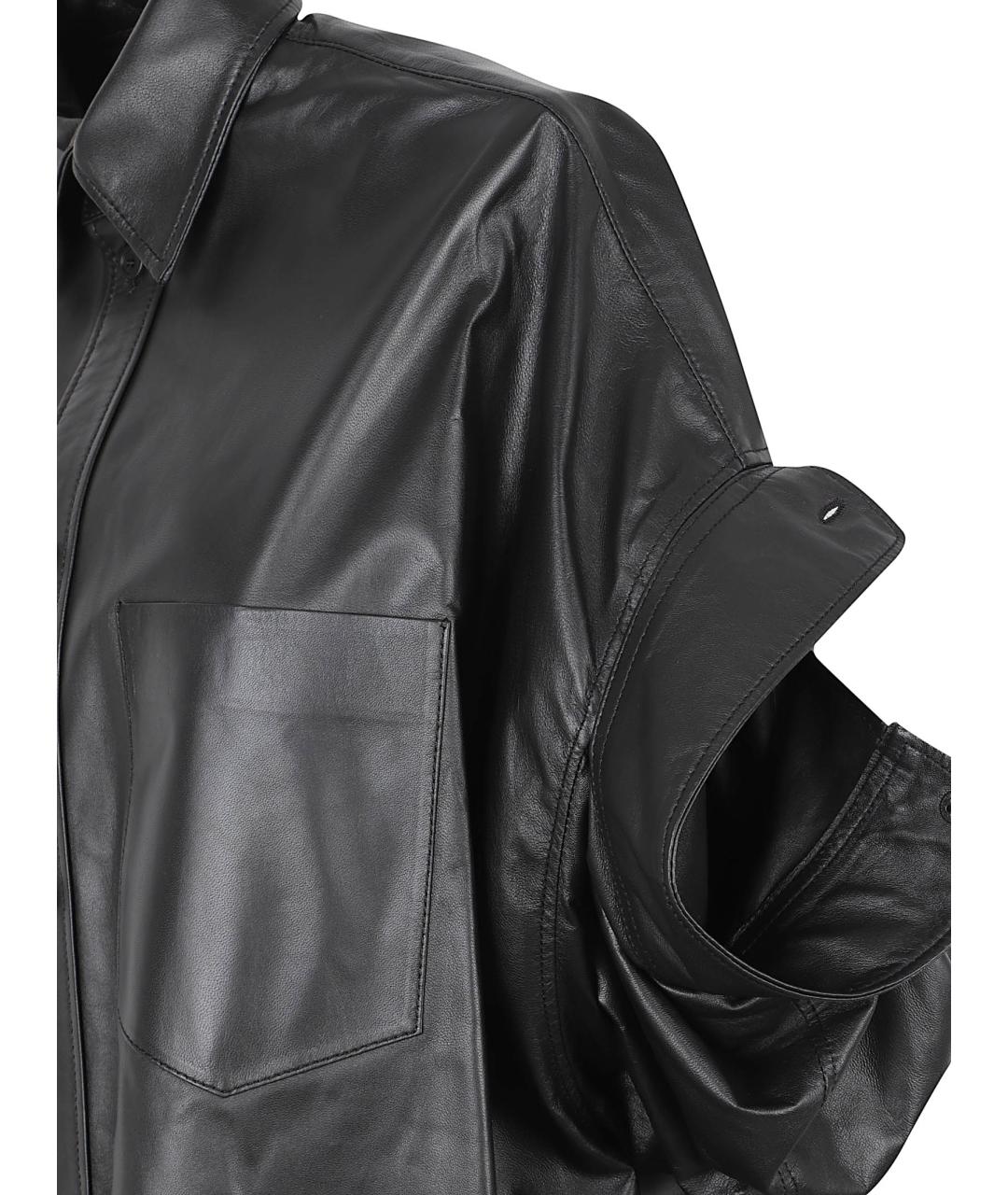 BALENCIAGA Черное кожаное повседневное платье, фото 3