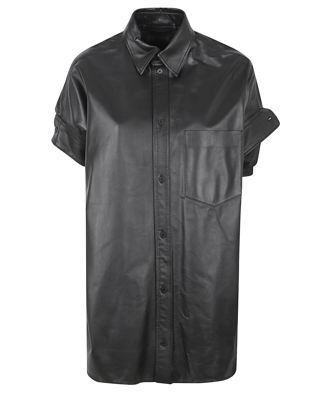 BALENCIAGA Черное кожаное повседневное платье, фото 1