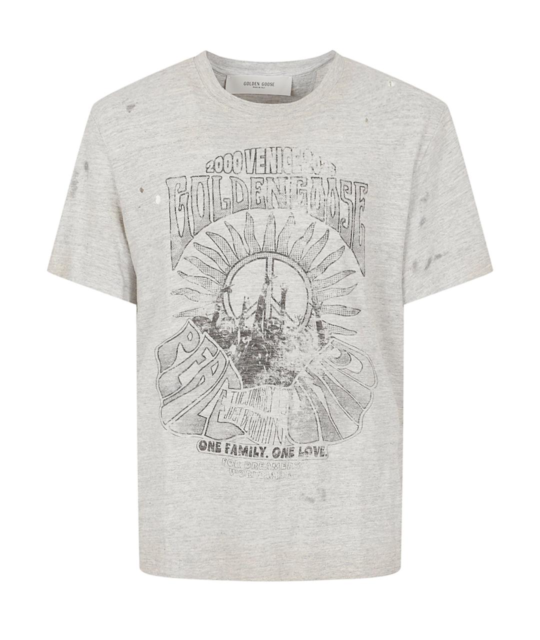 GOLDEN GOOSE DELUXE BRAND Серая хлопковая футболка, фото 1