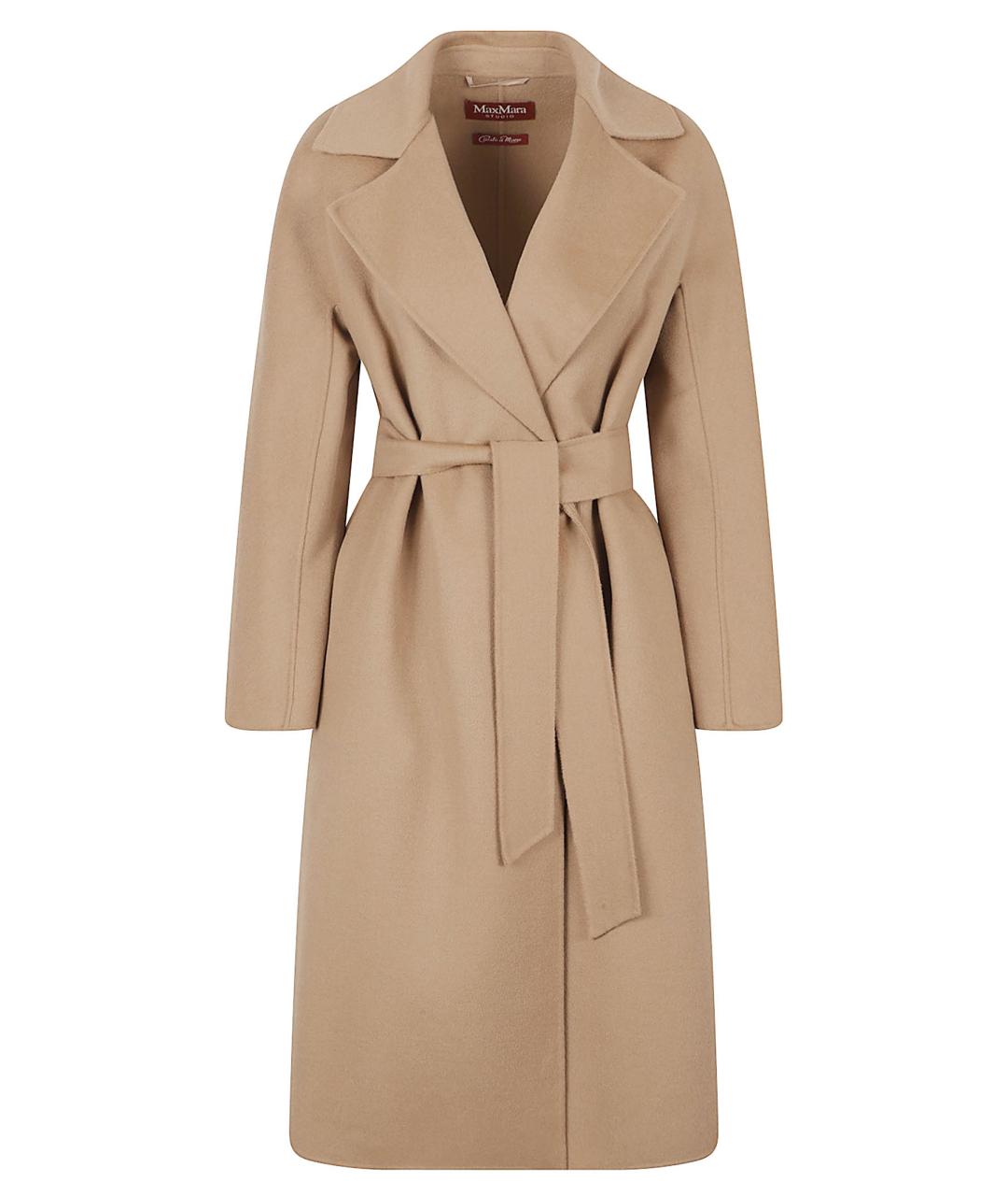 MAX MARA STUDIO Бежевое шерстяное пальто, фото 1