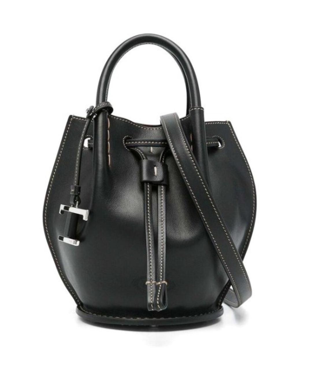 TOD'S Черная кожаная сумка тоут, фото 1