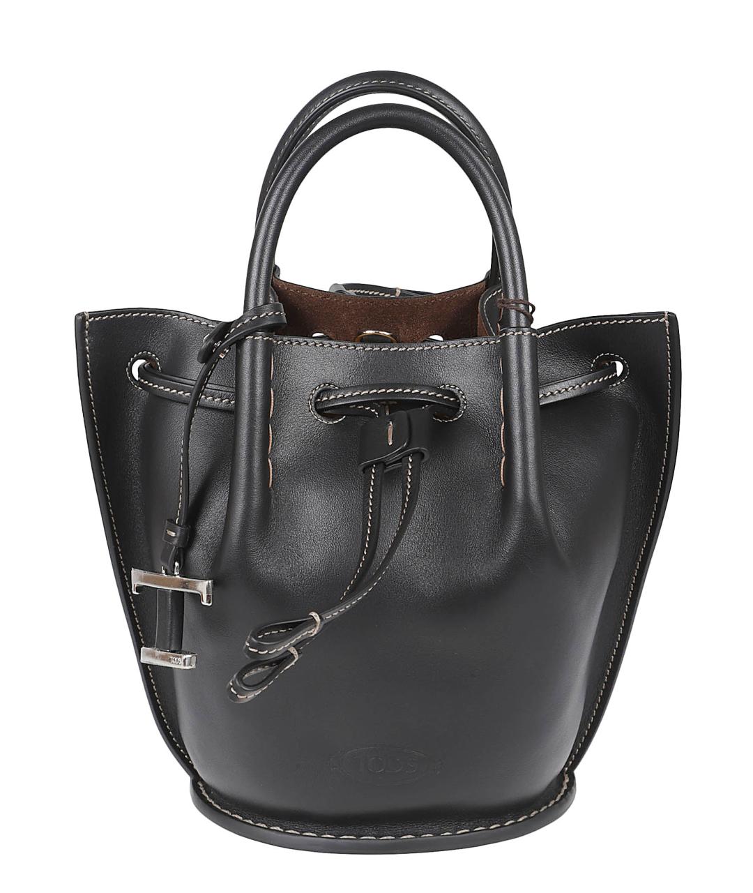 TOD'S Черная кожаная сумка тоут, фото 2