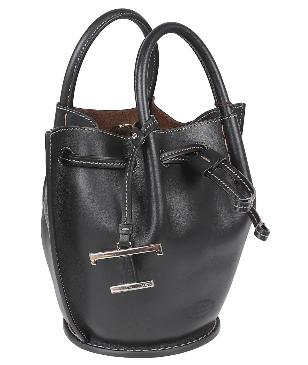 TOD'S Черная кожаная сумка тоут, фото 4