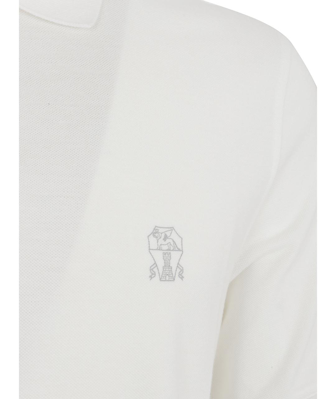 BRUNELLO CUCINELLI Белое хлопковое поло с коротким рукавом, фото 2