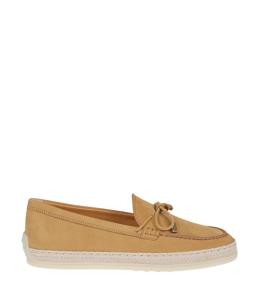 TOD'S Бежевые замшевые лоферы, фото 1