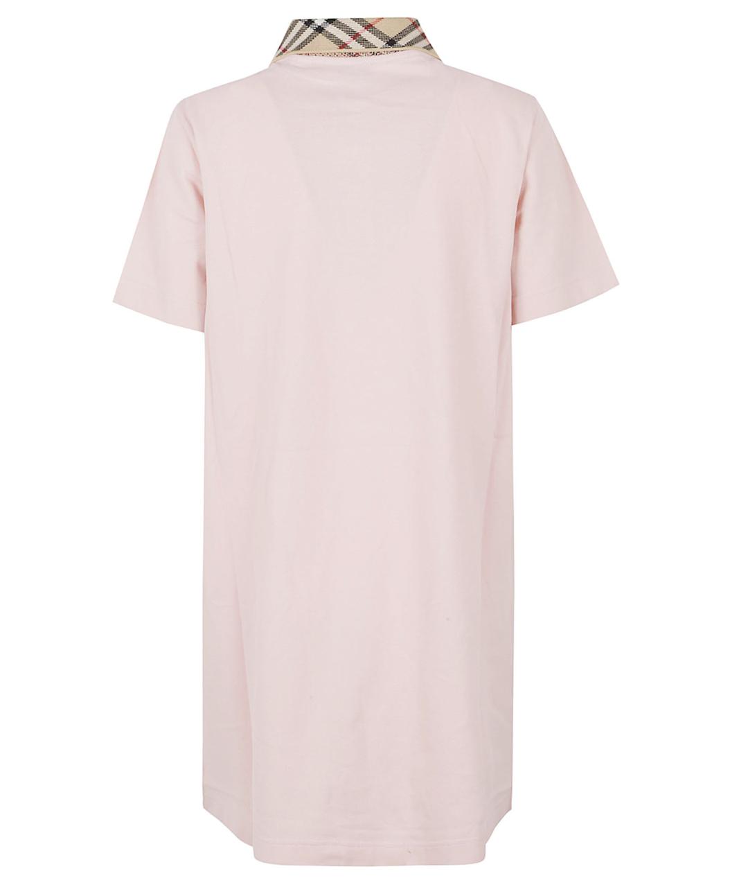 BURBERRY Розовое хлопковое повседневное платье, фото 3