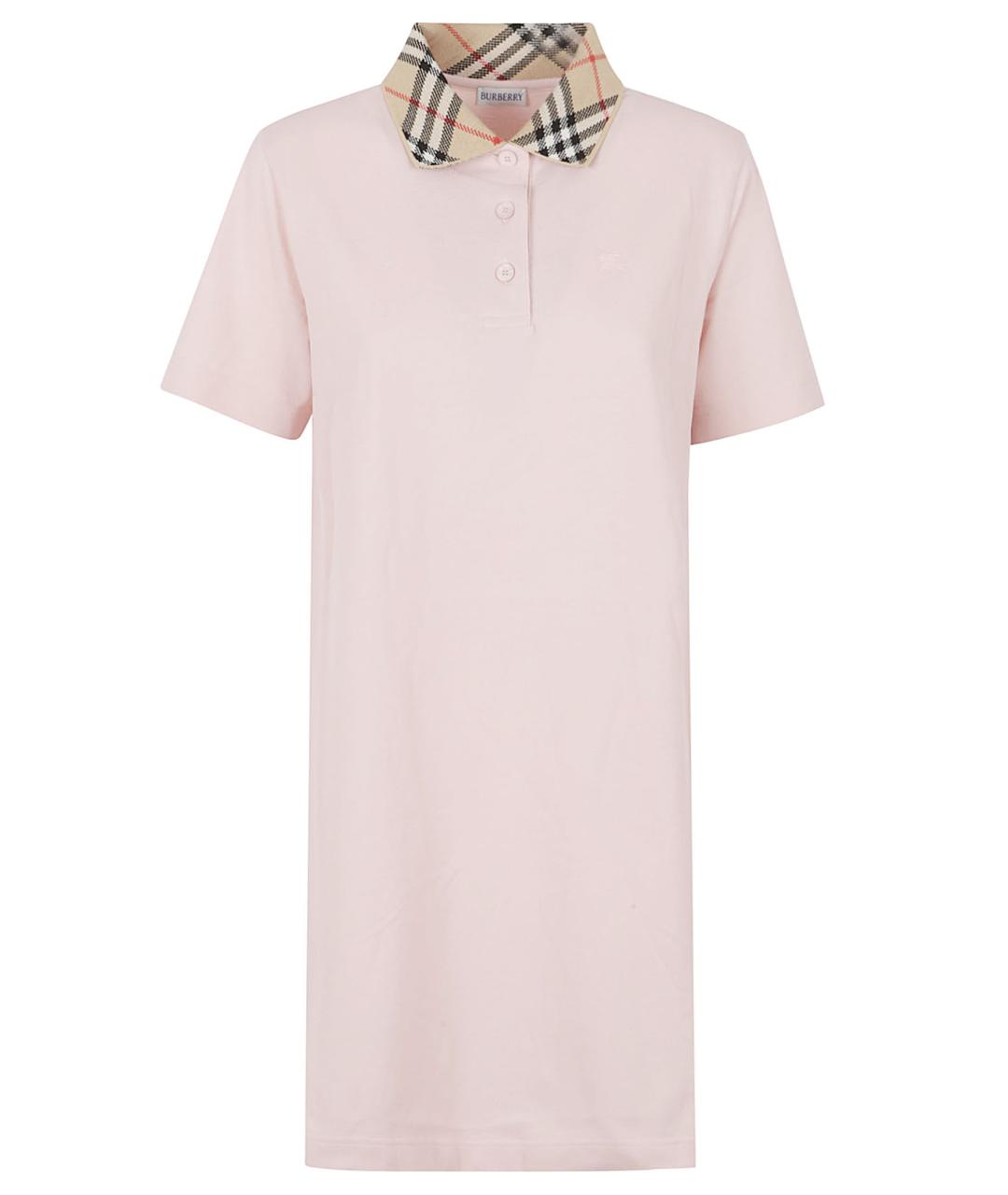 BURBERRY Розовое хлопковое повседневное платье, фото 1