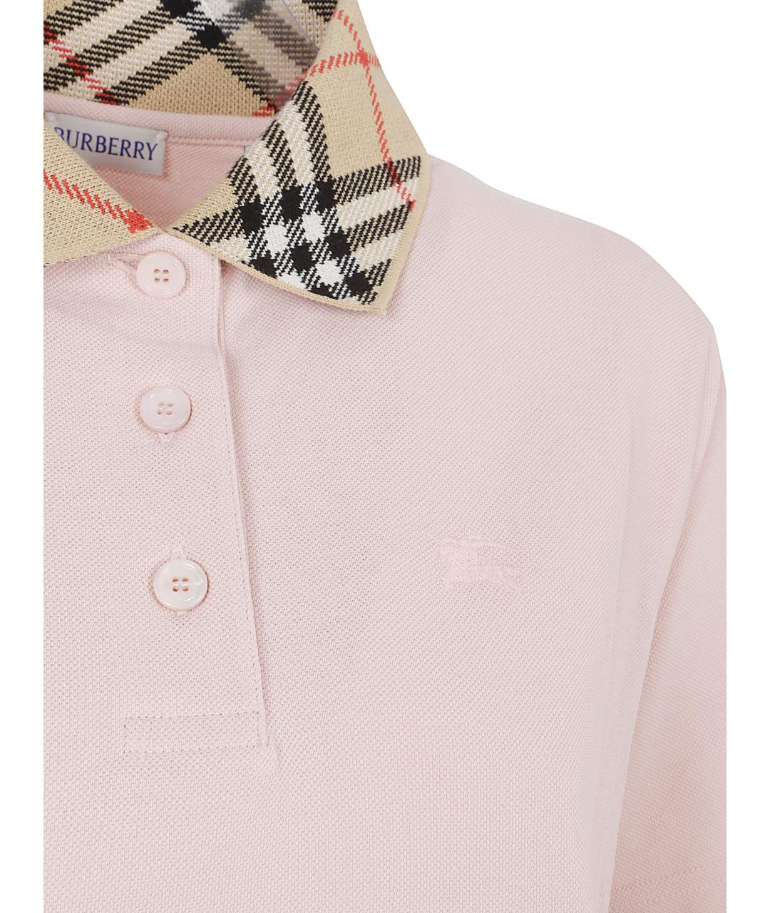 BURBERRY Розовое хлопковое повседневное платье, фото 2