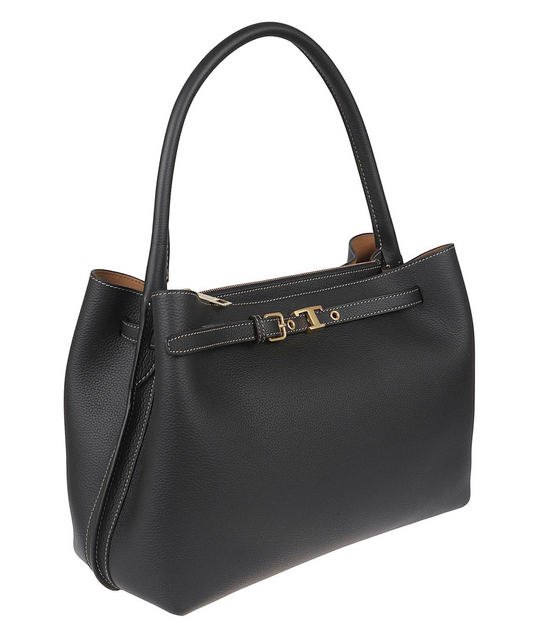 TOD'S Черная кожаная сумка тоут, фото 3