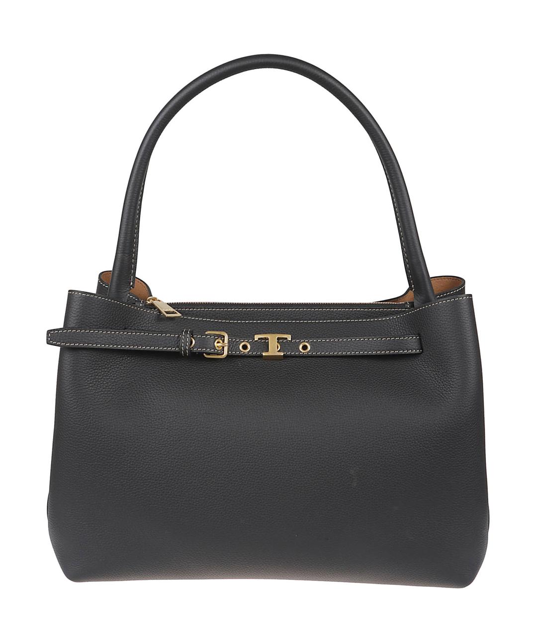 TOD'S Черная кожаная сумка тоут, фото 1