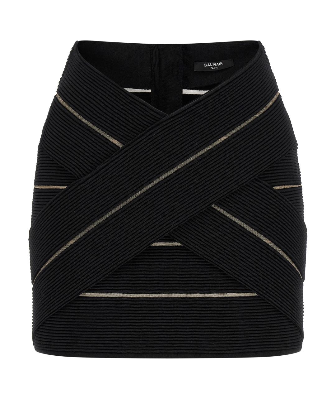 BALMAIN Черная вискозная юбка мини, фото 1