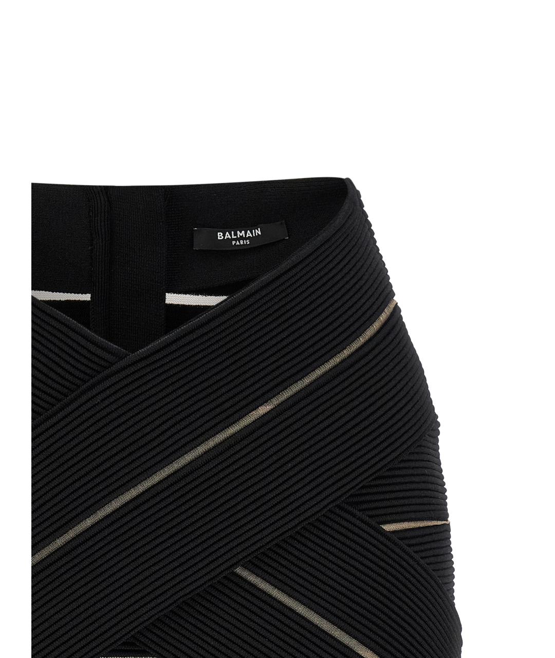 BALMAIN Черная вискозная юбка мини, фото 3
