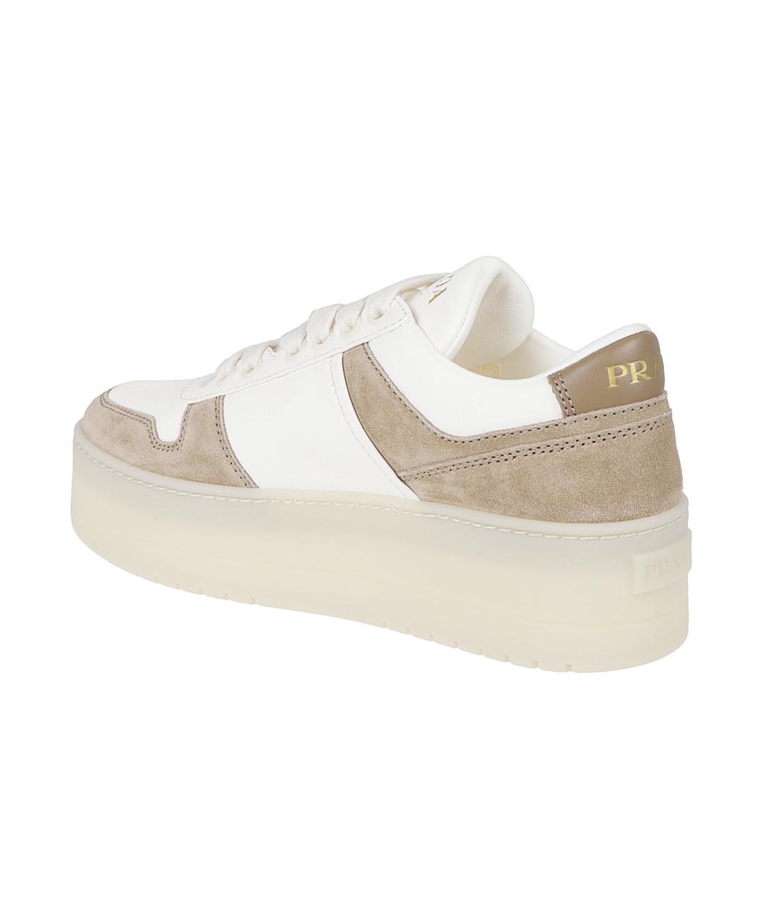 PRADA Бежевые замшевые кеды, фото 3