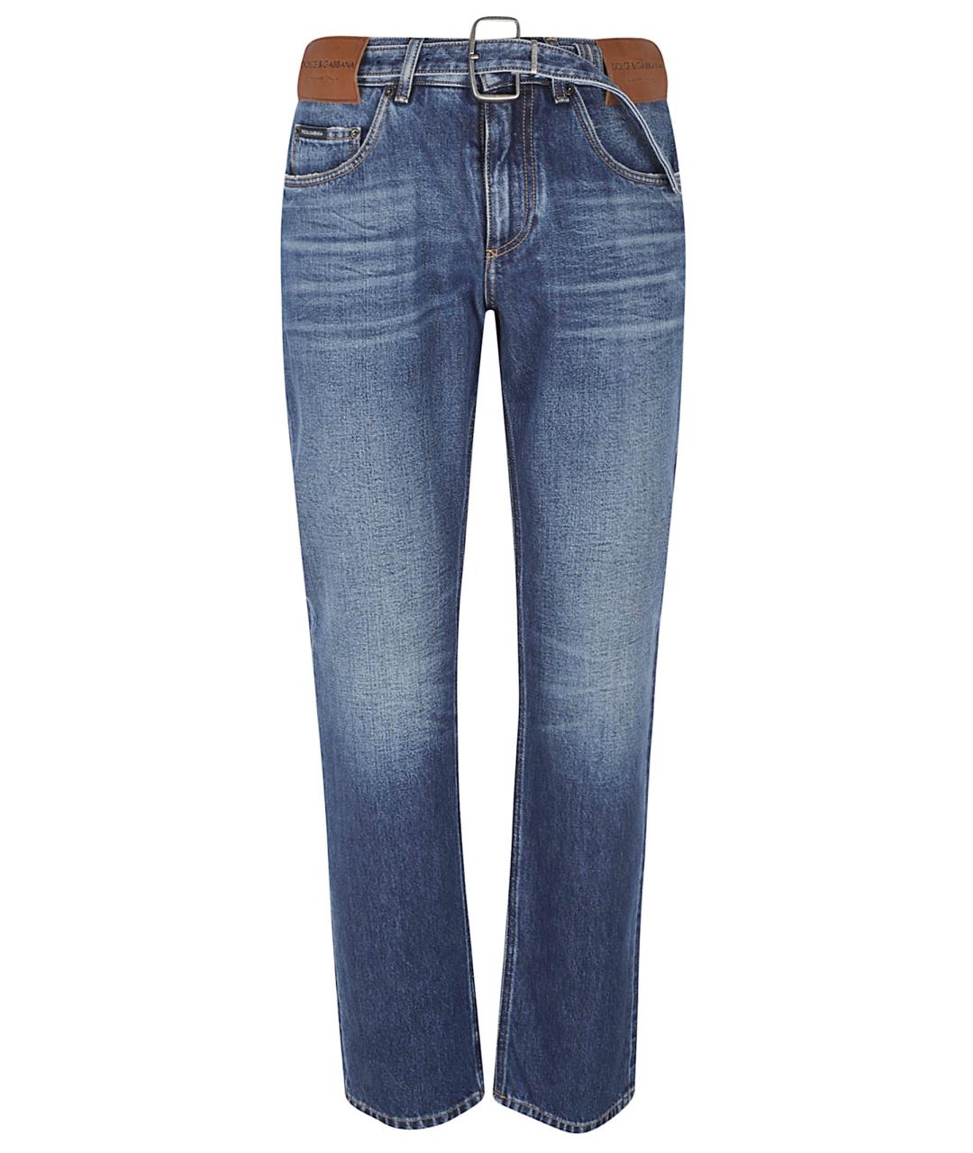 DOLCE&GABBANA Синие хлопковые прямые джинсы, фото 1