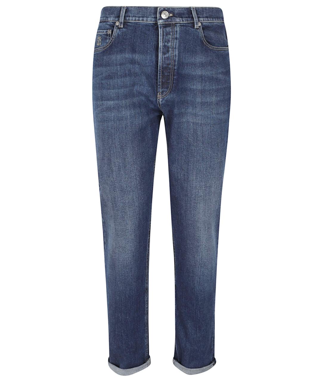 BRUNELLO CUCINELLI Синие хлопковые джинсы скинни, фото 1