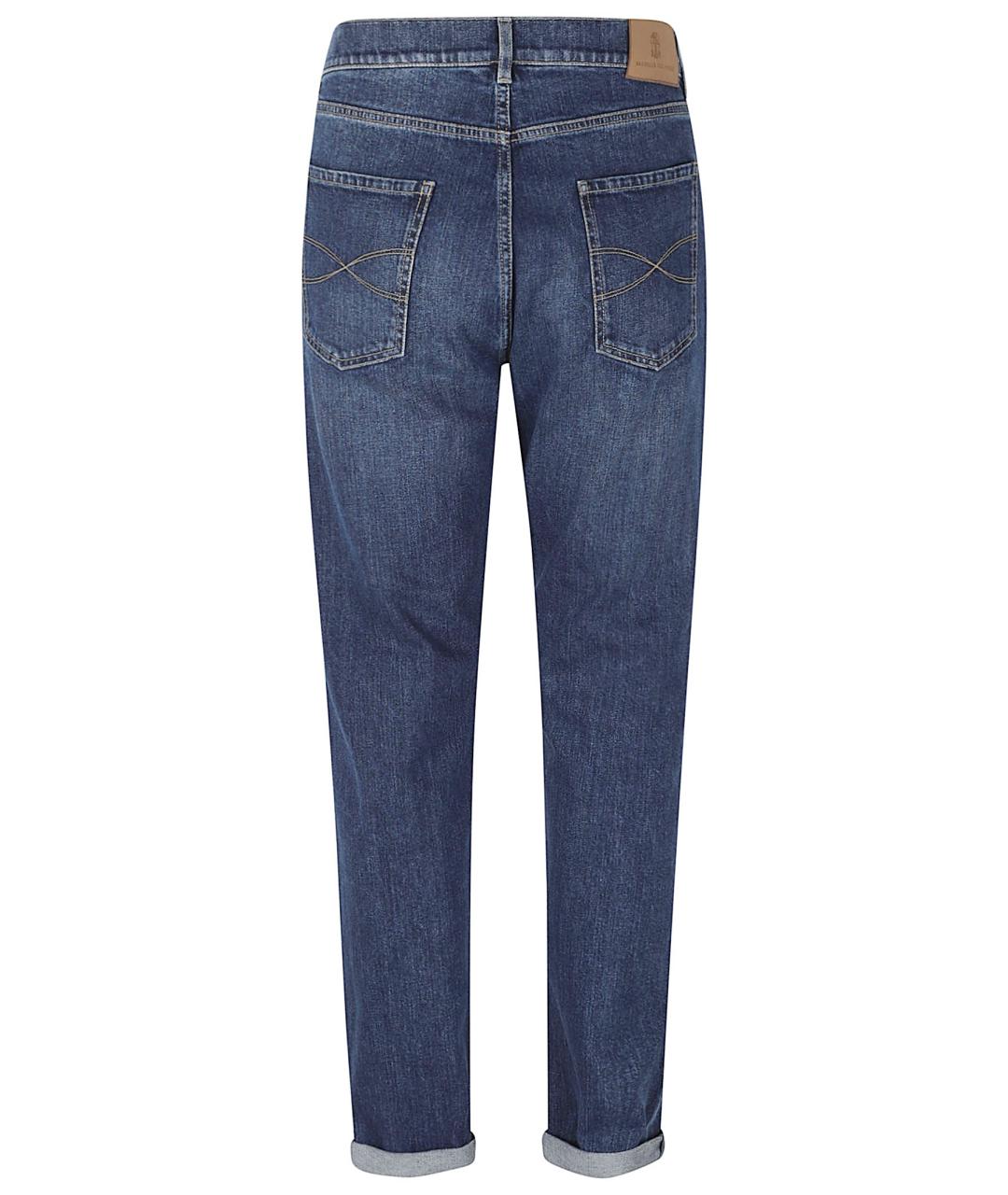 BRUNELLO CUCINELLI Синие хлопковые джинсы скинни, фото 3