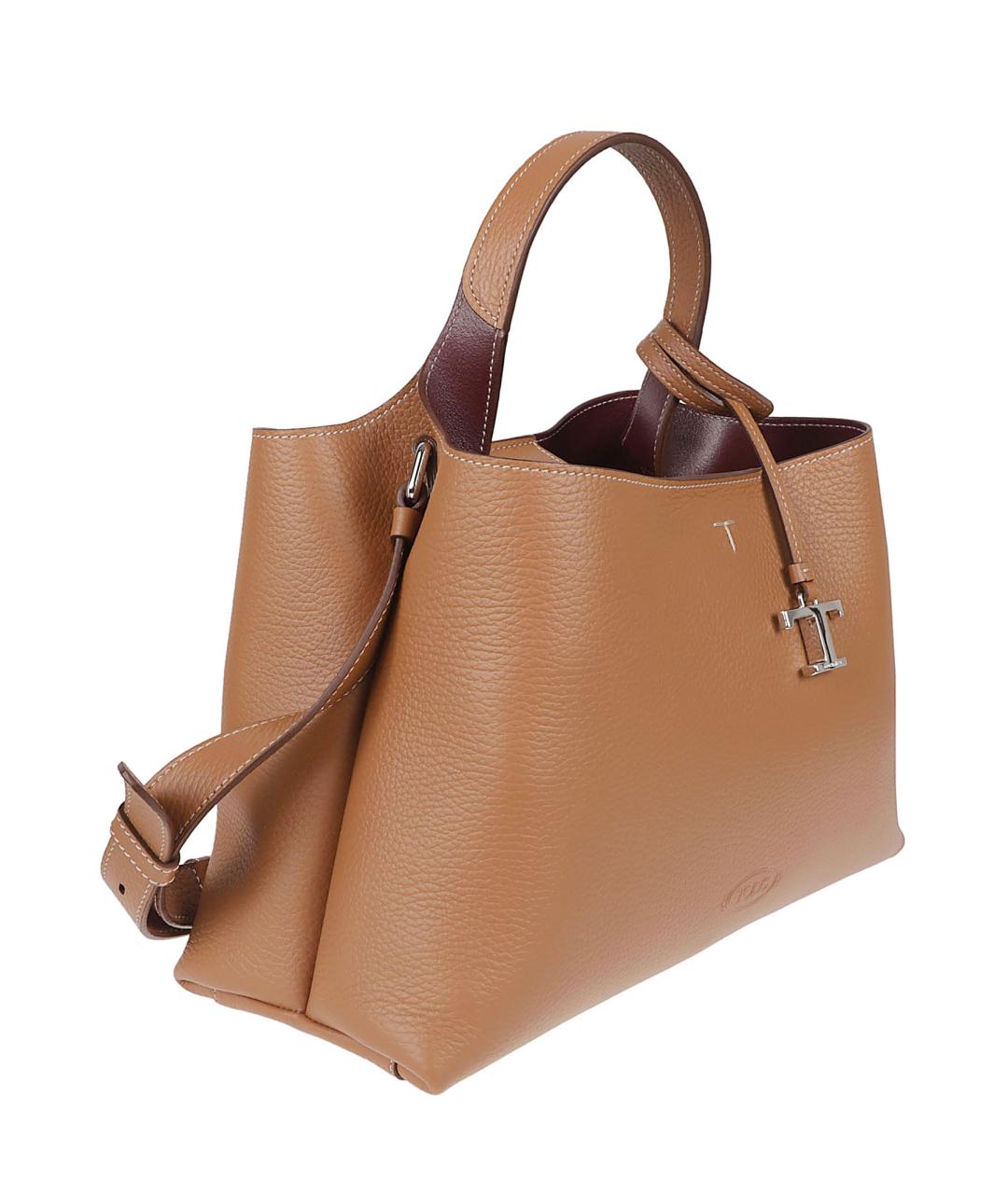 TOD'S Бежевая кожаная сумка тоут, фото 3