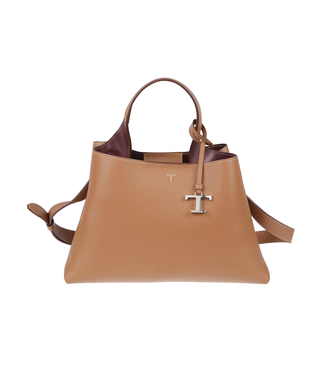 TOD'S Бежевая кожаная сумка тоут, фото 1