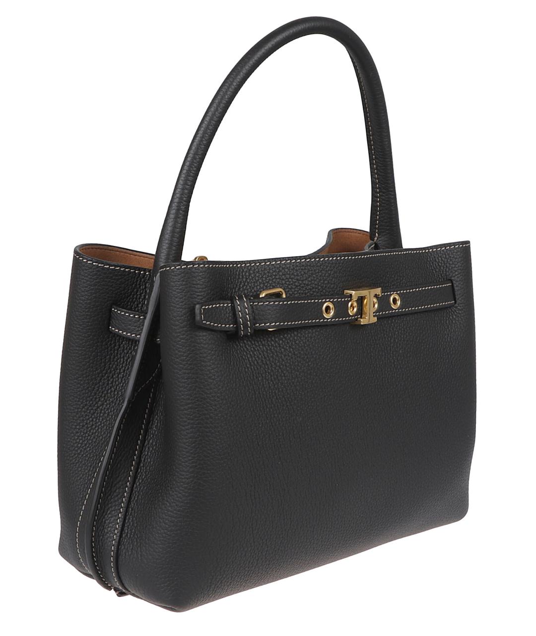 TOD'S Черная кожаная сумка тоут, фото 3