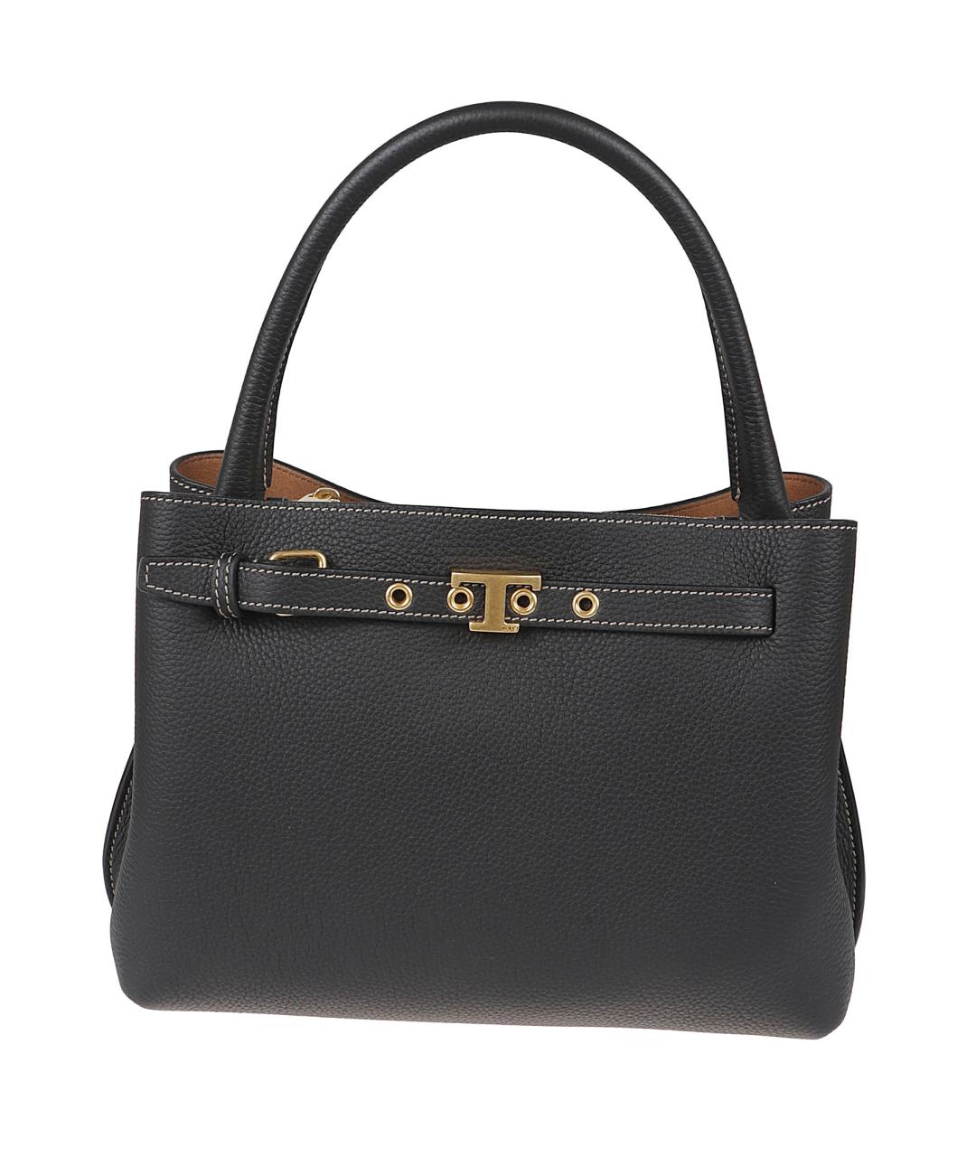 TOD'S Черная кожаная сумка тоут, фото 1